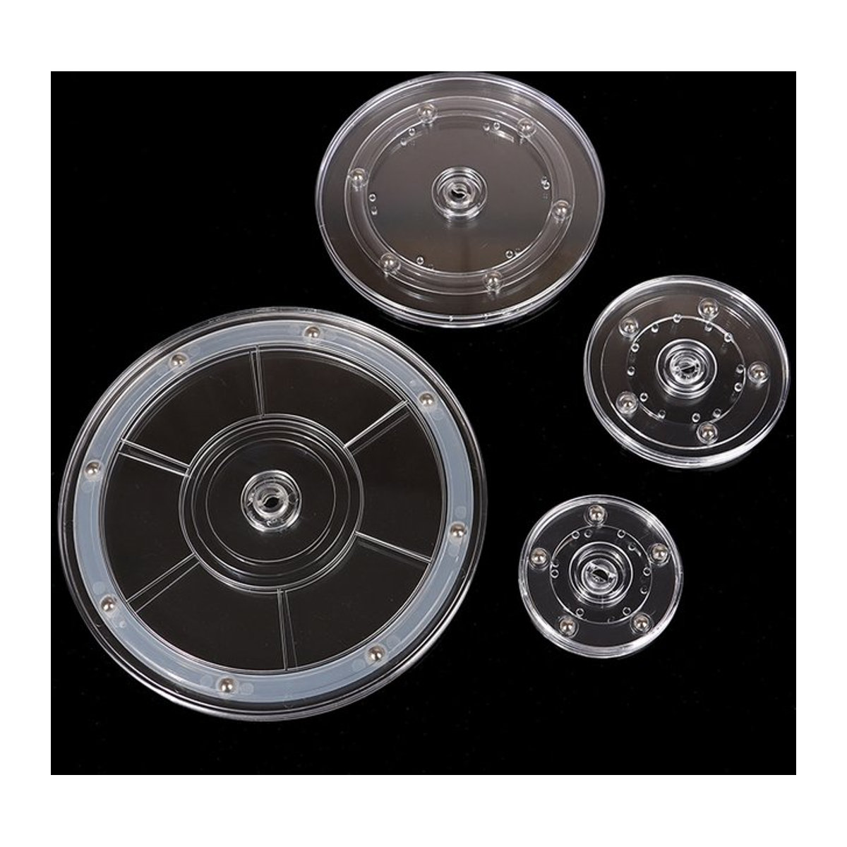 Rotierende Acryl-Plattenspieler-Basis aus transparentem Kunststoff für Fotografie und Präsentationen, Durchmesser: 7,5 cm bis 20 cm - Bild 1