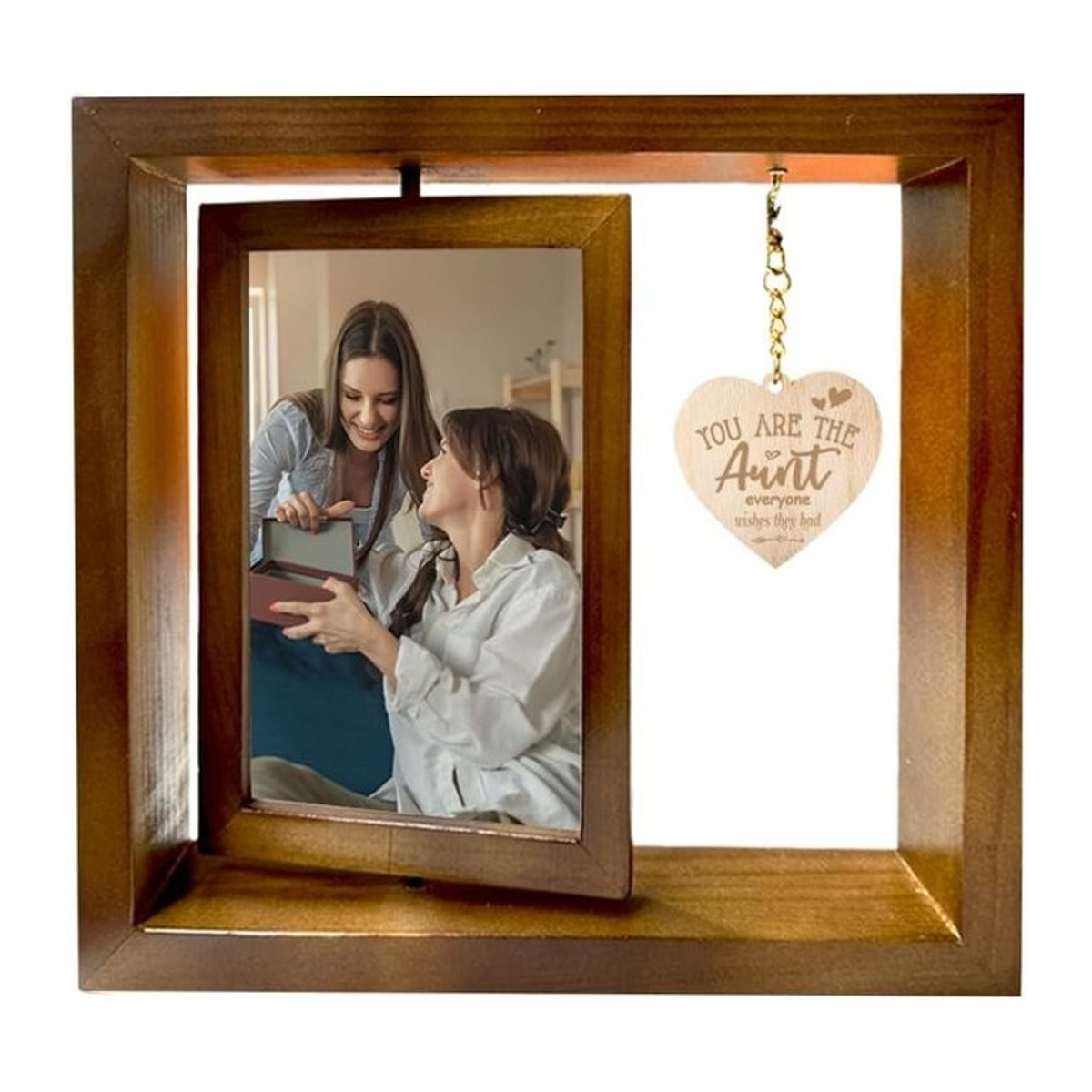 Rotierender Gedenk-Bilderrahmen aus Holz für deine Tante als besonderes Geschenk zum Geburtstag - Bild 1
