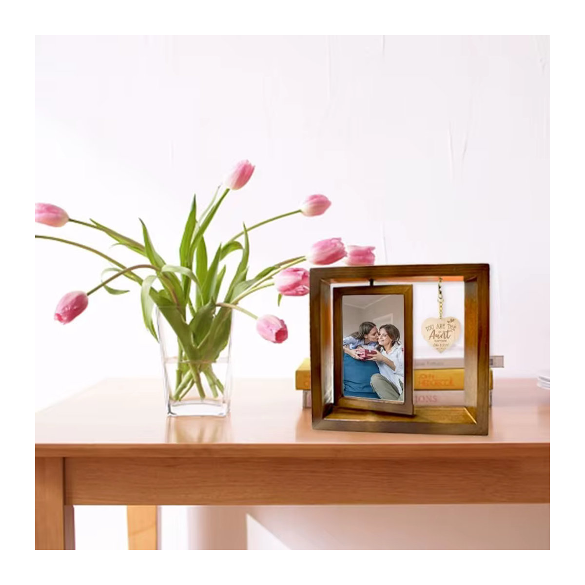Rotierender Gedenk-Bilderrahmen aus Holz für deine Tante als besonderes Geschenk zum Geburtstag - Bild 5