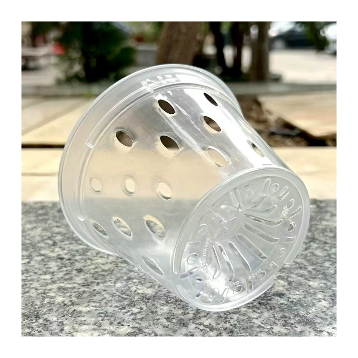 ROURKE Orchideen-Blumentöpfe aus transparentem Kunststoff mit Tabletts, 5er Set, atmungsaktiv mit seitlichen Löchern, Durchmesser: 11 cm, 12,5 cm, 14 cm, 15 cm und 17 cm - Bild 3