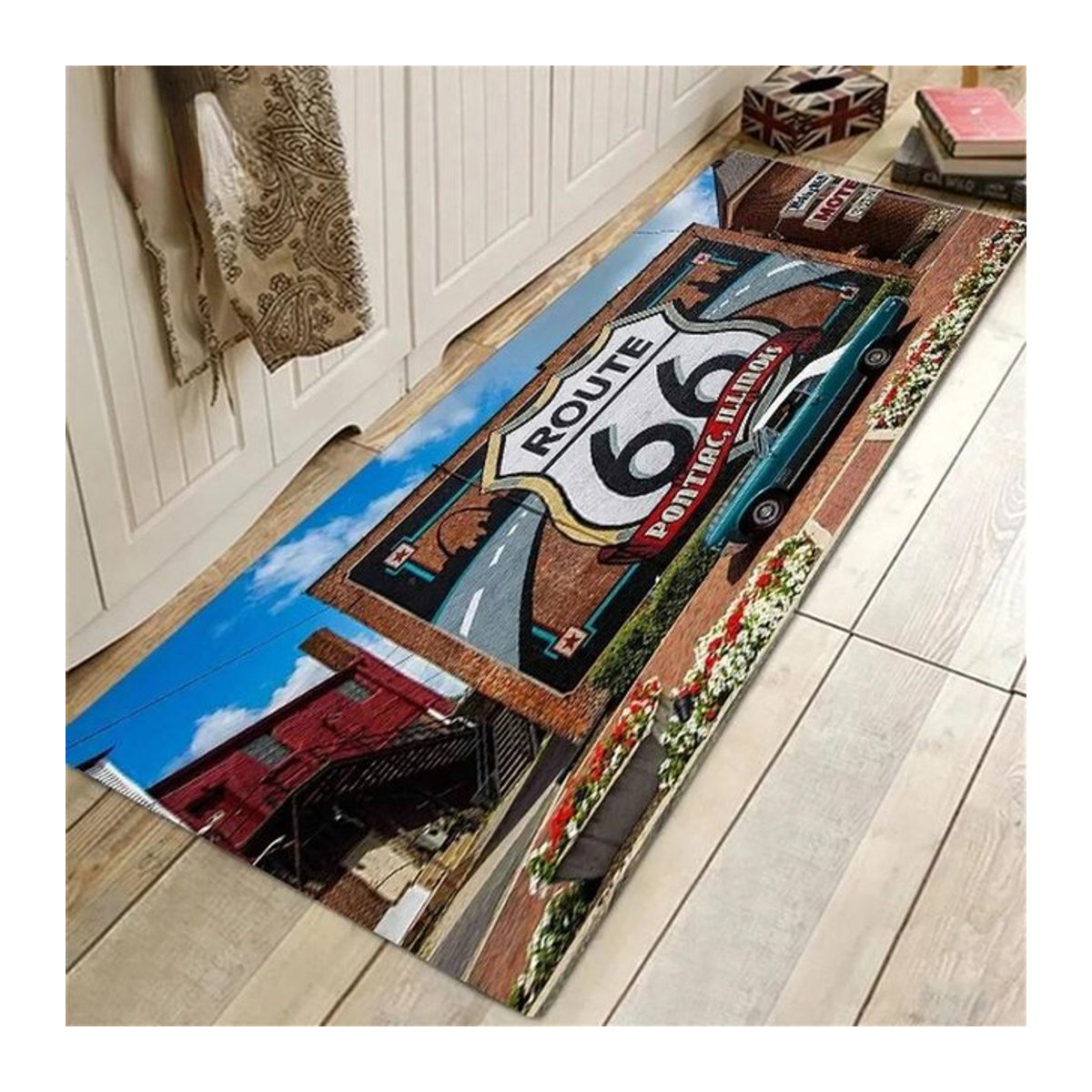 Route 66 Küchenfußmatte Rutschfest Eingang Fußabtreter Heimdeko Teppich B/T: 120 x 40 cm - Bild 1