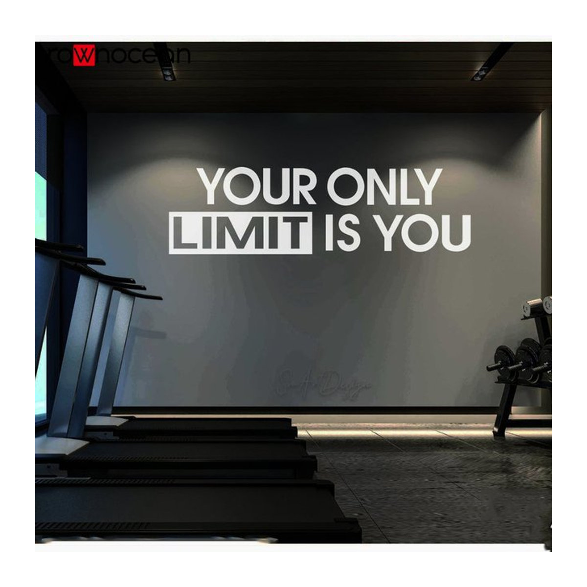 ROWNOCEAN Wandaufkleber Deine einzige Grenze ist sie in Weiß für Gym, Büro und Home Gym zur Workout Motivation - Bild 1