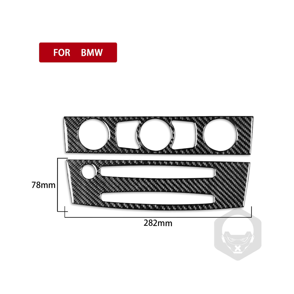 RRX CARBON Kohlefaser Aufkleber für BMW 5er E60 2004–2007 für AC-Klimakontrolle und CD-Player-Panel in Schwarz - Bild 2