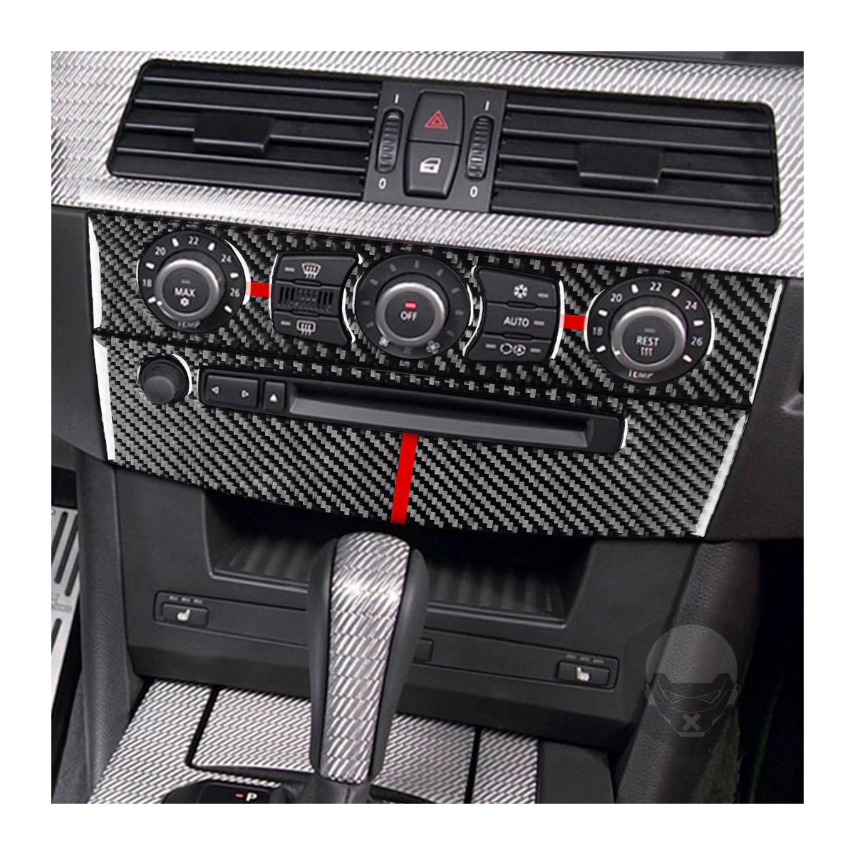 RRX CARBON Kohlefaser Aufkleber für BMW 5er E60 2004–2007 für AC-Klimakontrolle und CD-Player-Panel in Schwarz - Bild 4