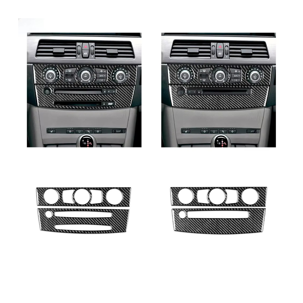 RRX CARBON Kohlefaser Aufkleber für BMW 5er E60 2004–2007 für AC-Klimakontrolle und CD-Player-Panel in Schwarz - Bild 6