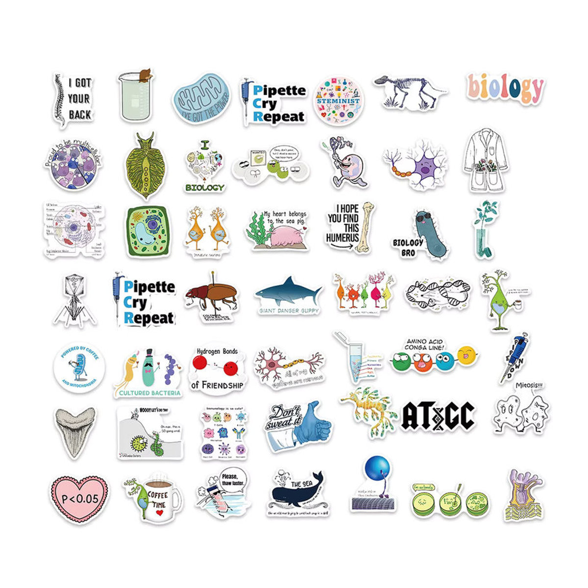 Rspctou Biologie Labor Aufkleber Set Bunt Wasserdichte Ästhetische Sticker für Laptop Skateboard und Auto - Bild 4