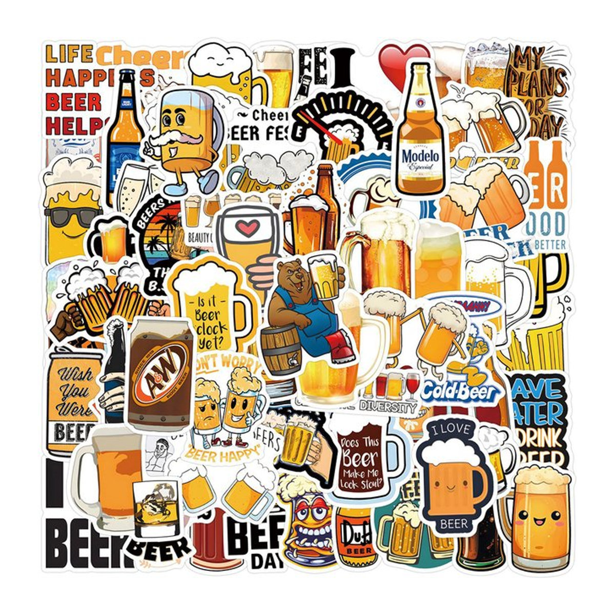 Rspctou Cartoon Bier Prost Aufkleber wasserdichte Graffiti Sticker in Multicolor für Motorrad, Kühlschrank, Auto und Gitarre - Bild 1