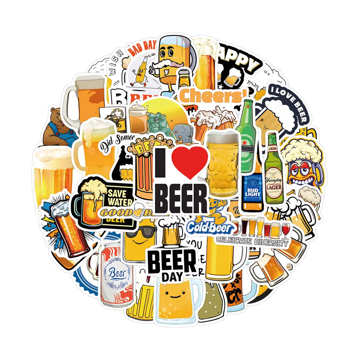 Rspctou Cartoon Bier Prost Aufkleber wasserdichte Graffiti Sticker in Multicolor für Motorrad, Kühlschrank, Auto und Gitarre - Bild 2