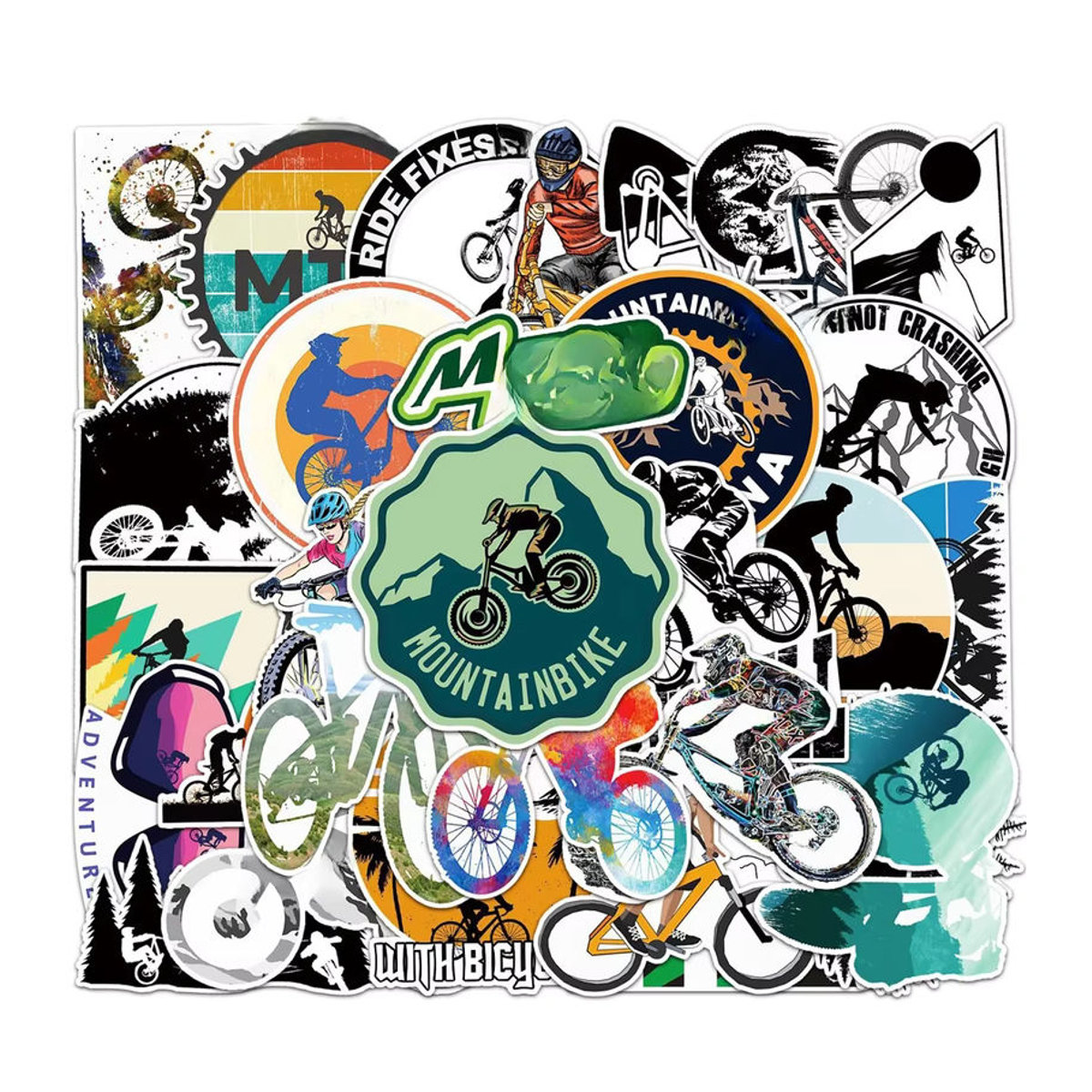Rspctou Mountainbike Aufkleber Set Bunt Wasserdichte PVC Sticker für Helm Auto und MTB Outdoor - Bild 6