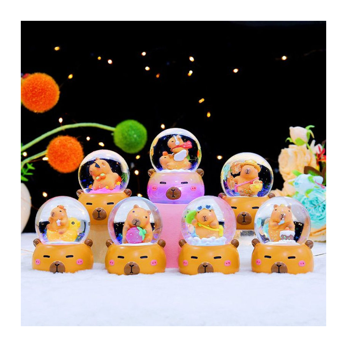 RTBXF Capybara Kristallkugel Blind Box Set mit 6 Stück, bunte Cartoon Dekoration aus Glas und Kunststoff - Bild 1