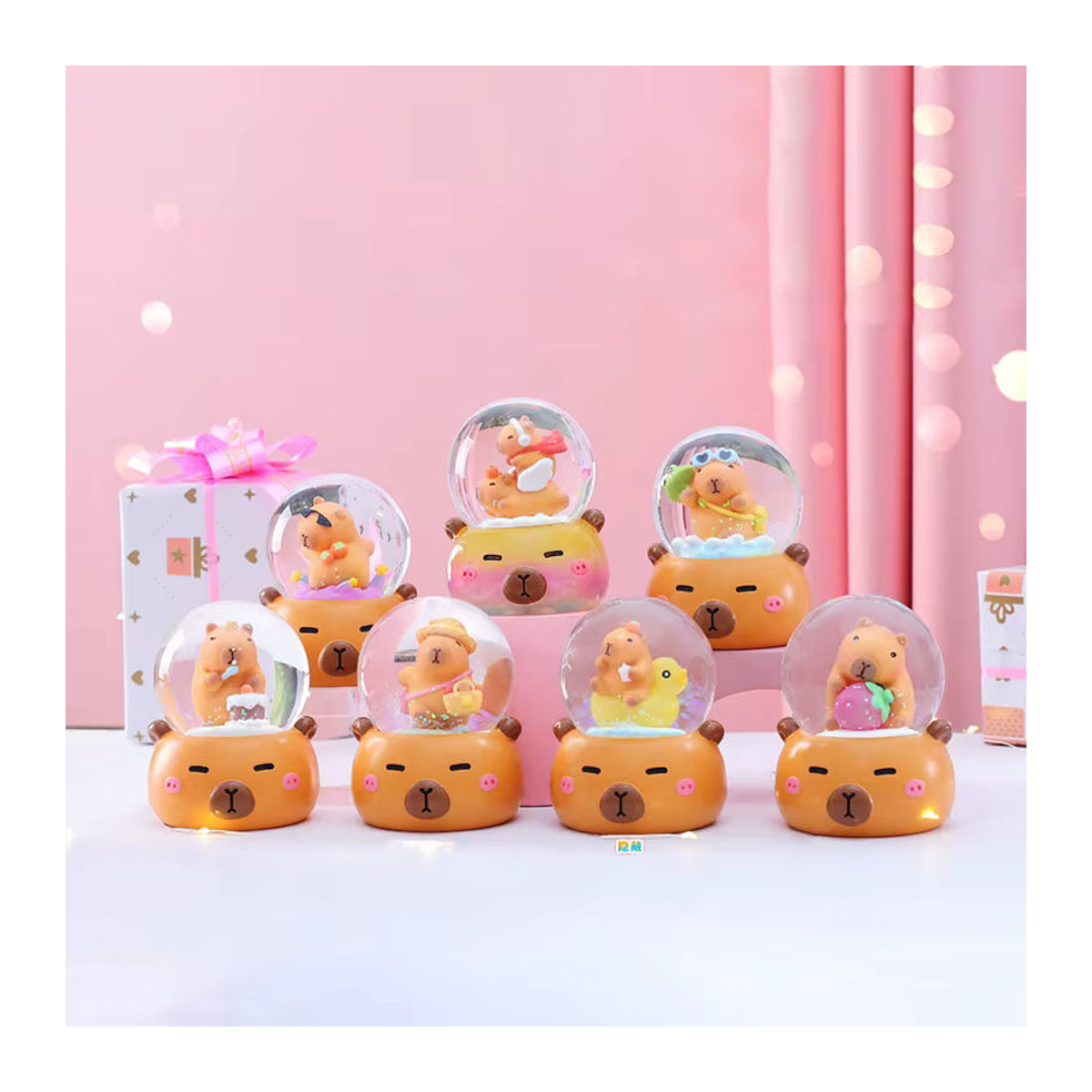 RTBXF Capybara Kristallkugel Blind Box Set mit 6 Stück, bunte Cartoon Dekoration aus Glas und Kunststoff - Bild 2
