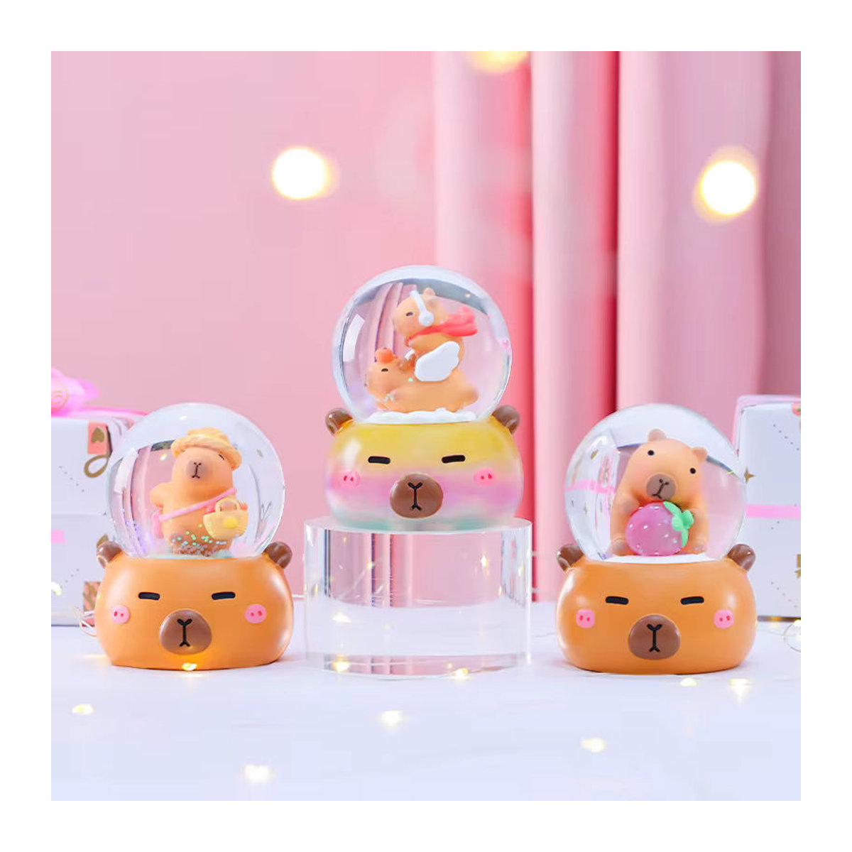 RTBXF Capybara Kristallkugel Blind Box Set mit 6 Stück, bunte Cartoon Dekoration aus Glas und Kunststoff - Bild 3