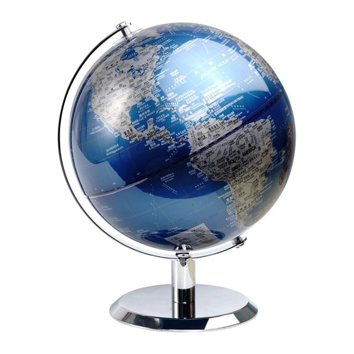 Rubyqun Globus in Blau als Vintage Weltkugel aus Metall für Kinder und Geographie-Bildung - Bild 1