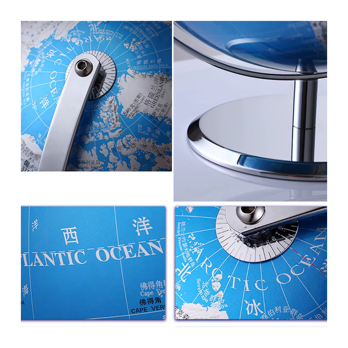 Rubyqun Globus in Blau als Vintage Weltkugel aus Metall für Kinder und Geographie-Bildung - Bild 2