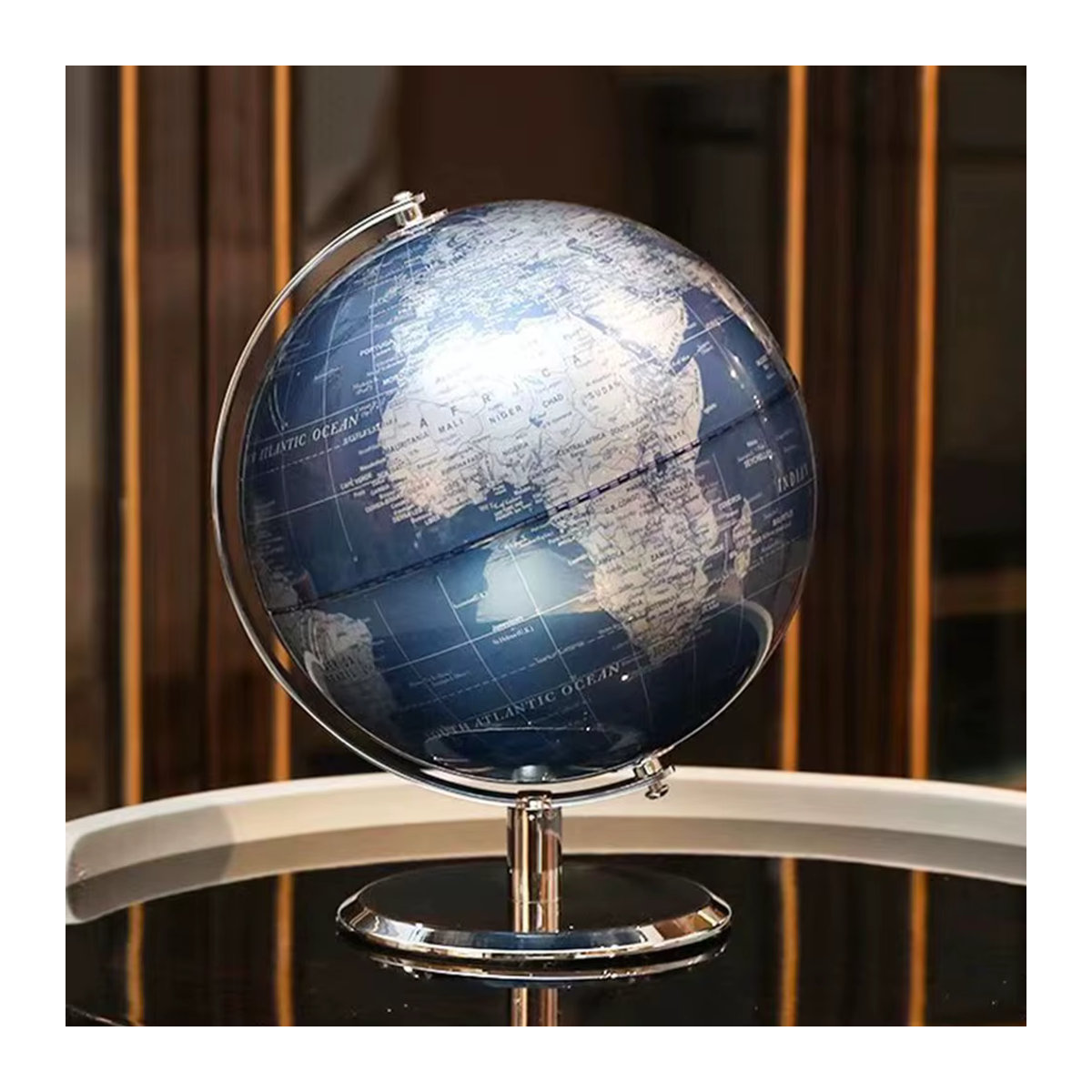 Rubyqun Globus in Blau als Vintage Weltkugel aus Metall für Kinder und Geographie-Bildung - Bild 5