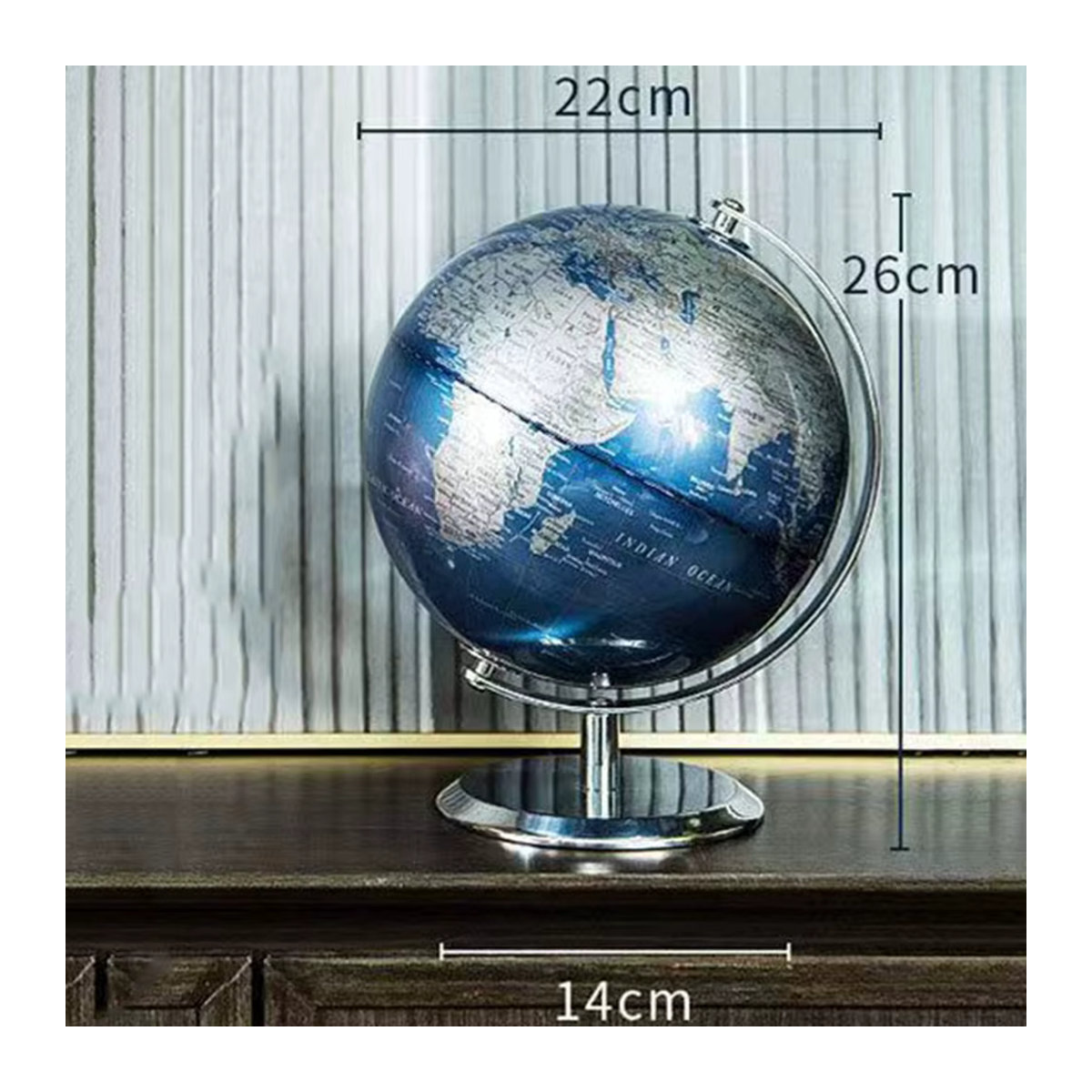 Rubyqun Globus in Blau als Vintage Weltkugel aus Metall für Kinder und Geographie-Bildung - Bild 6