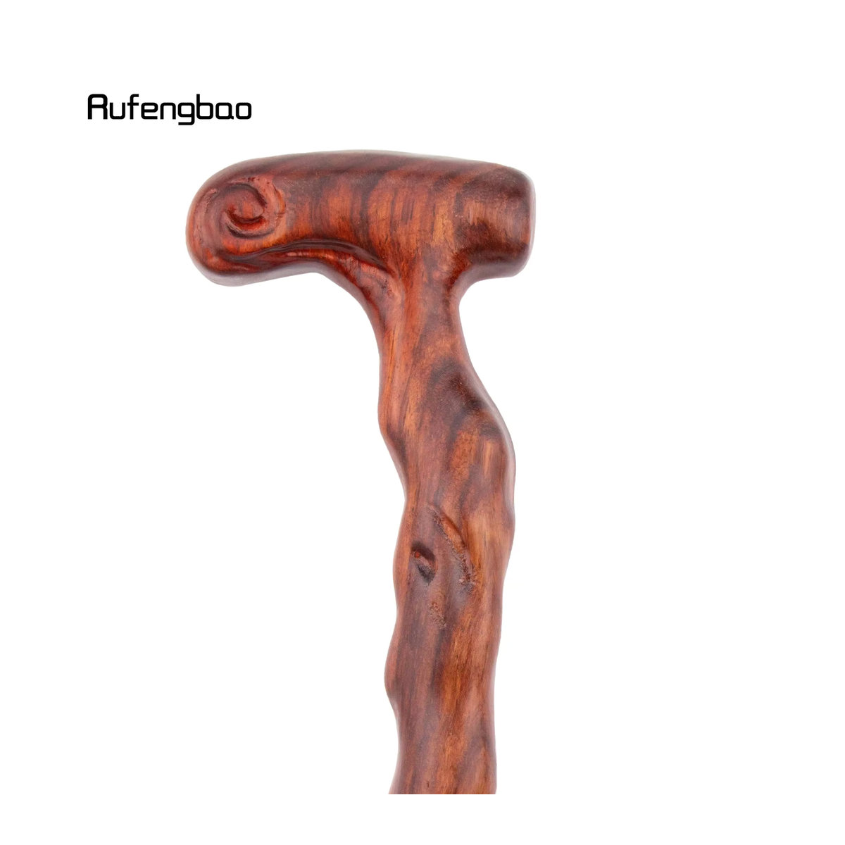 Rufengbao Dekorativer Holzgehstock in Rot und Braun, Rustikaler Spazierstock mit Einzelgelenk, Höhe: 93 cm - Bild 2