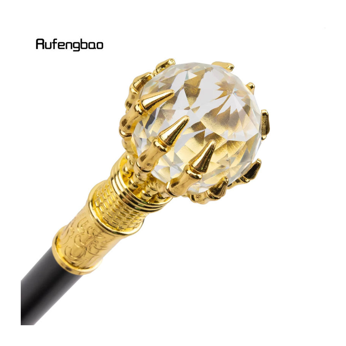 Rufengbao Steampunk Glaskugel-Dekorstab in Gold und Gelb, Vintage Gehstock aus Glas, Höhe: 91,4 cm - Bild 2