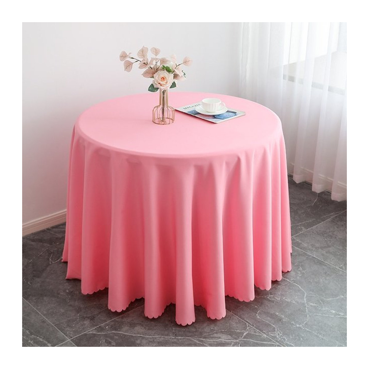 Runde Dacron Tischdecke von Bilu in Blau oder Rosa für Hochzeiten, Bankette und den Haushalt - Bild 1
