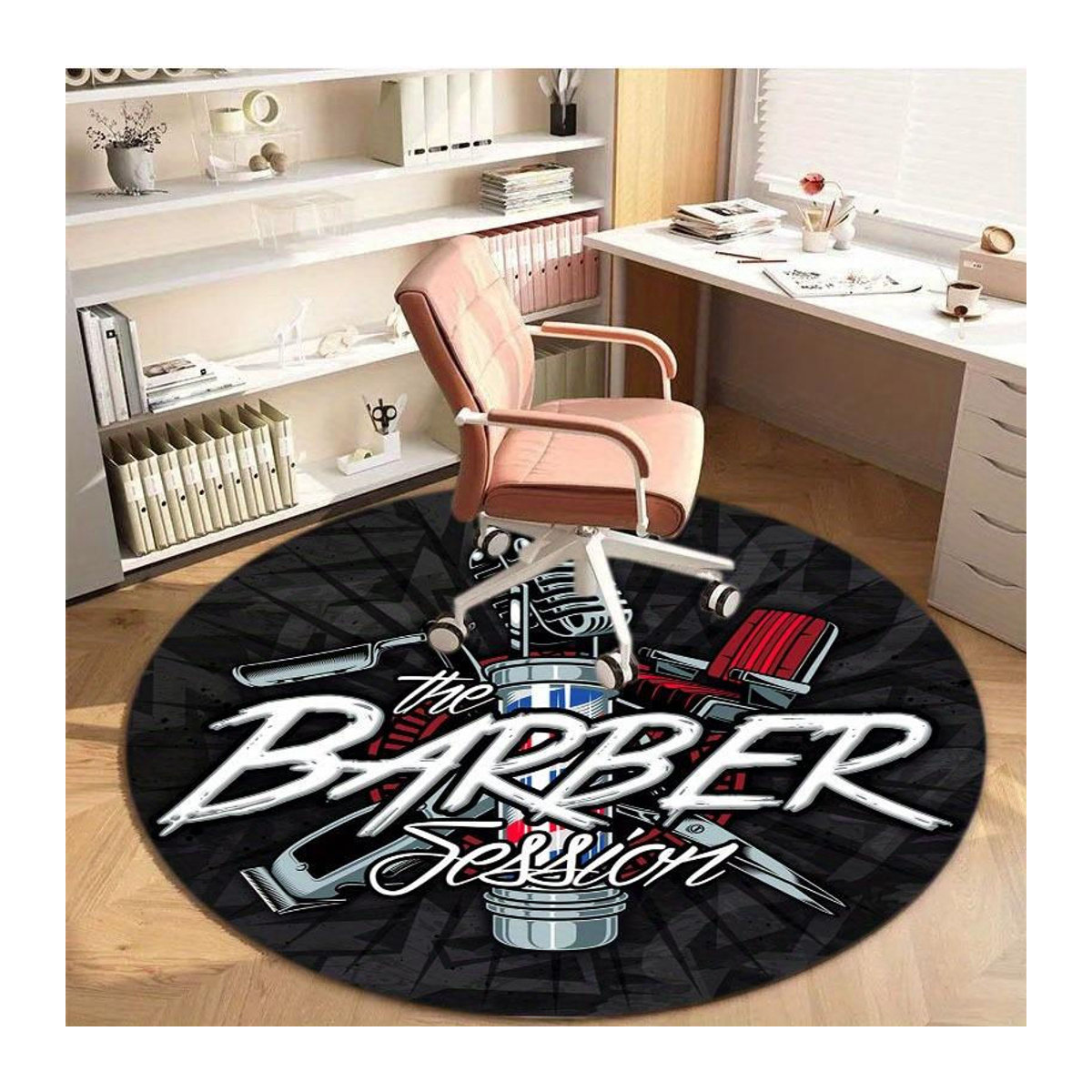 Runde Friseursalon Matte von Karpetti mit Neondesign aus Polyester, Durchmesser: 90 cm - Bild 2