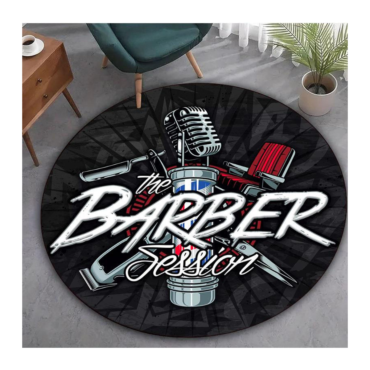Runde Friseursalon Matte von Karpetti mit Neondesign aus Polyester, Durchmesser: 90 cm - Bild 3