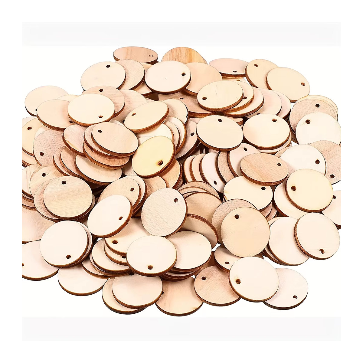 Runde Holzanhänger in Beige als Bastelmaterial für Weihnachtsdeko und DIY-Projekte - Bild 5