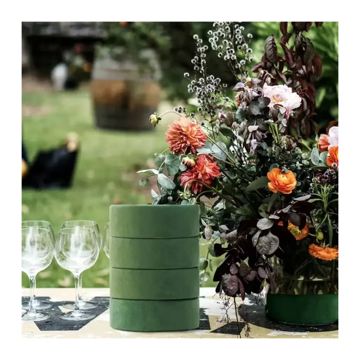 Runde Schaumstoffblöcke in Grün für DIY Blumenarrangements und Dekorationen für Hochzeit oder Party, Durchmesser: 16,51 cm - Bild 4