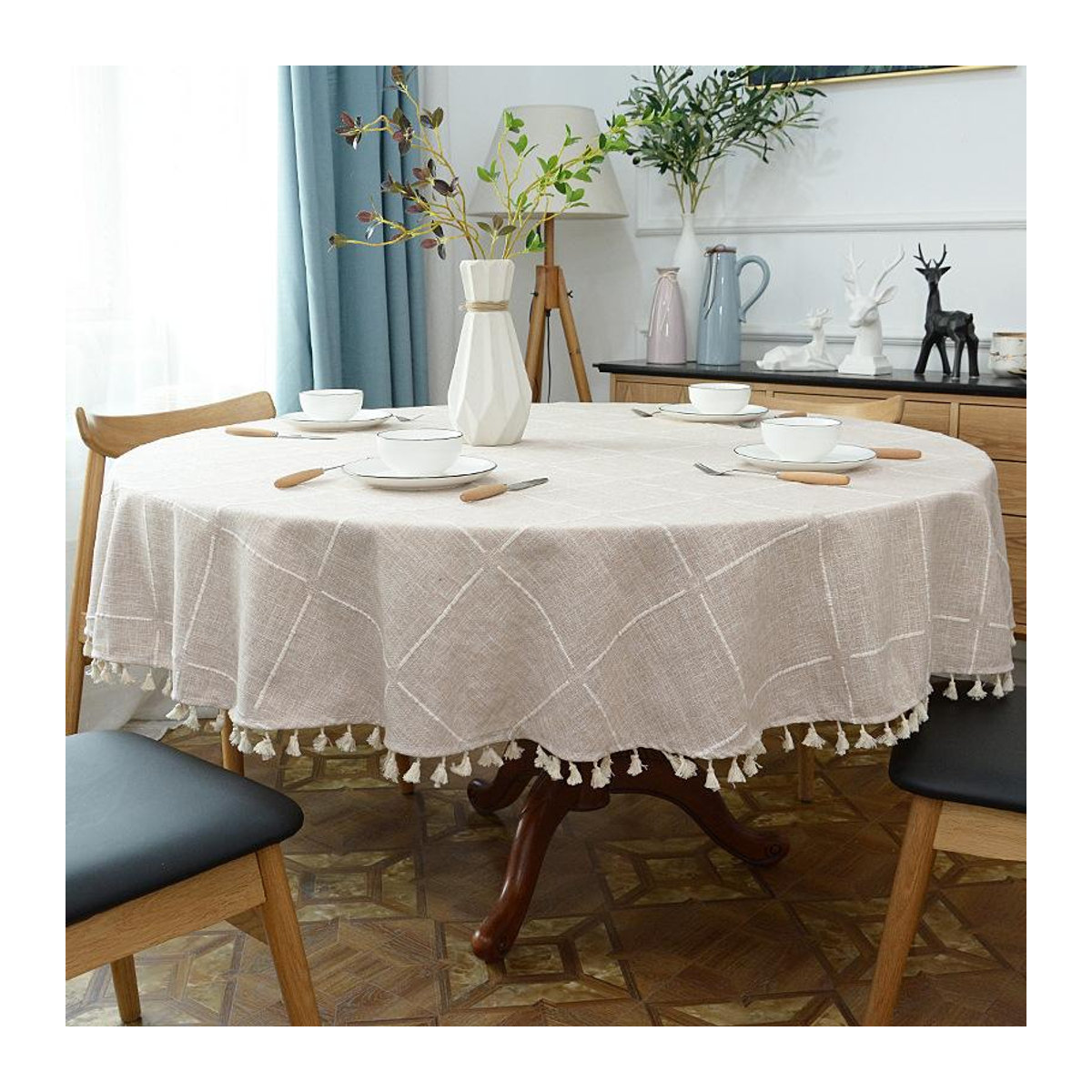 Runde Tischdecke von A Family Of Home Textiles in Grau, Durchmesser: 120 cm - Bild 1