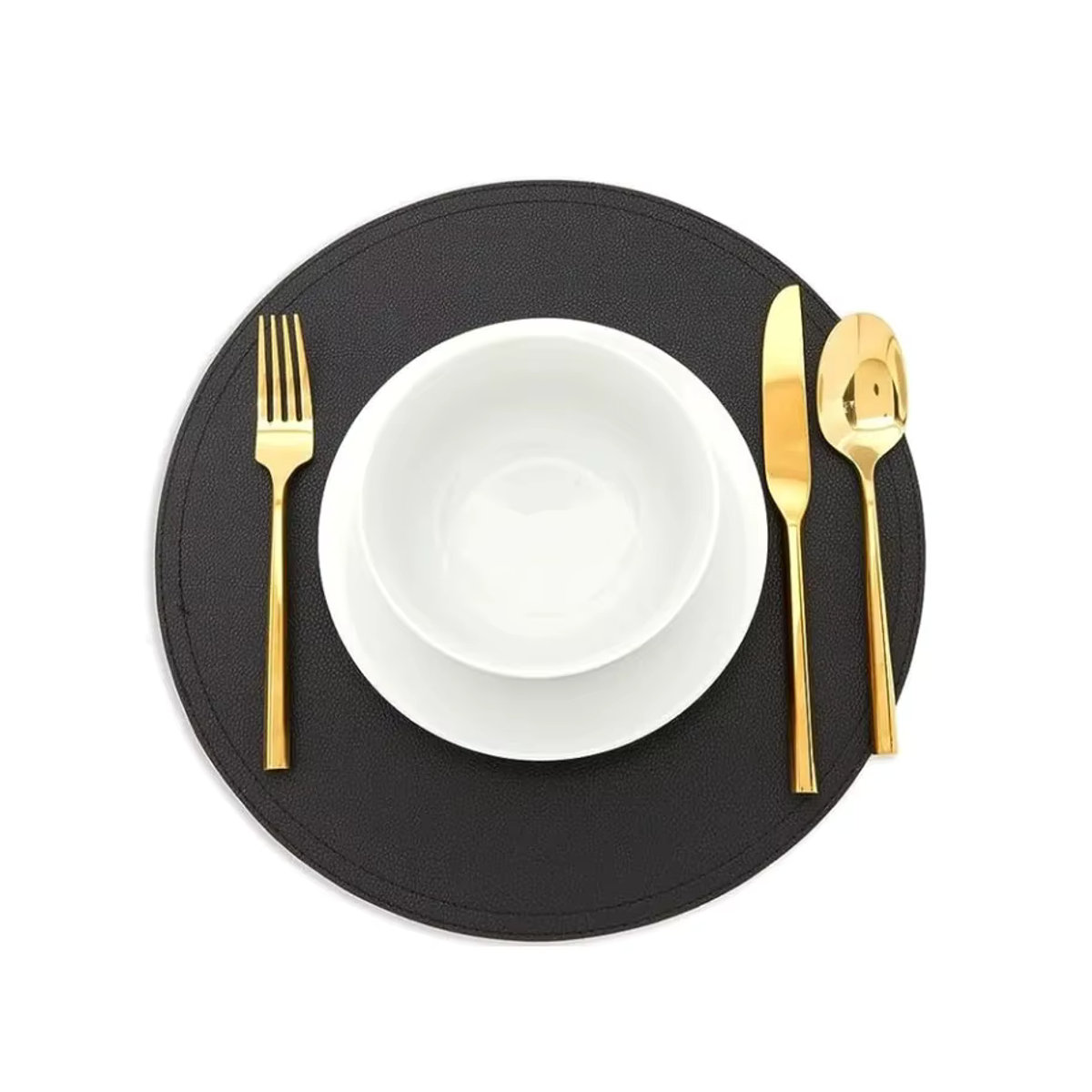 Runde Tischsets aus PU-Kunstleder in Schwarz für Kaffee- und Küchentische - Bild 3