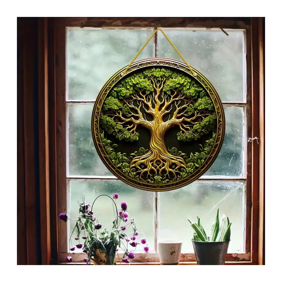 Runde Wanddekoration Baum des Lebens als hängende Holztafel - Bild 2