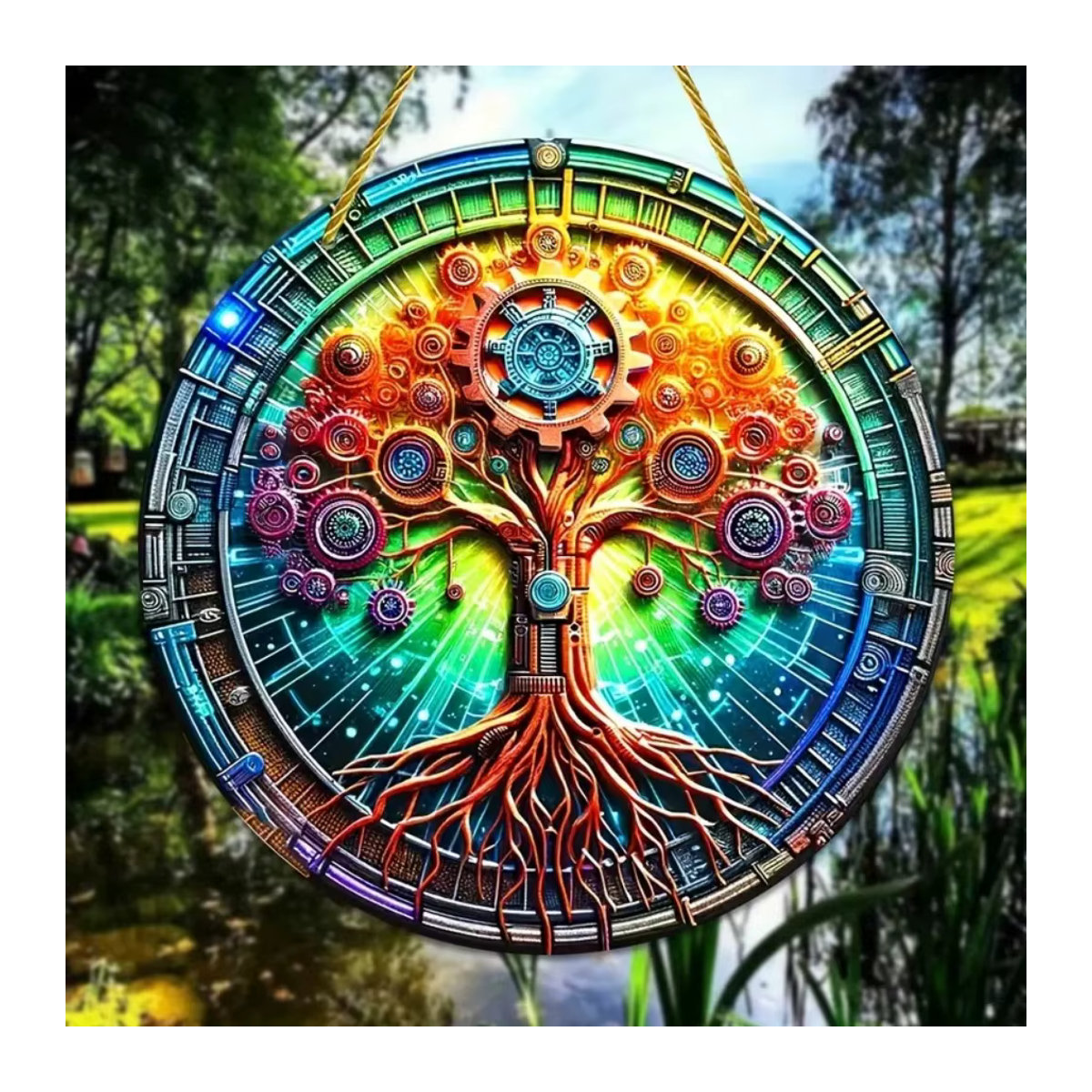 Runde Wanddekoration Baum des Lebens als hängende Holztafel - Bild 3