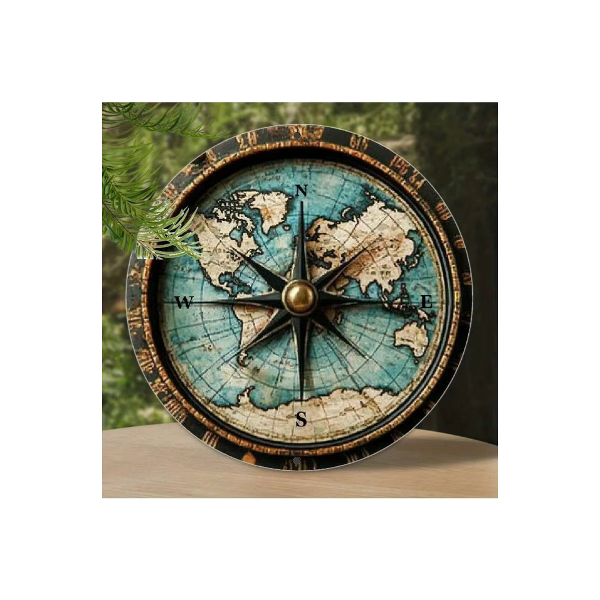 Runde Weltkarte aus Aluminium von HELLOYOUNG als Metall-Wandkunst mit Gradmarkierungen, Durchmesser: 20 cm - Bild 7