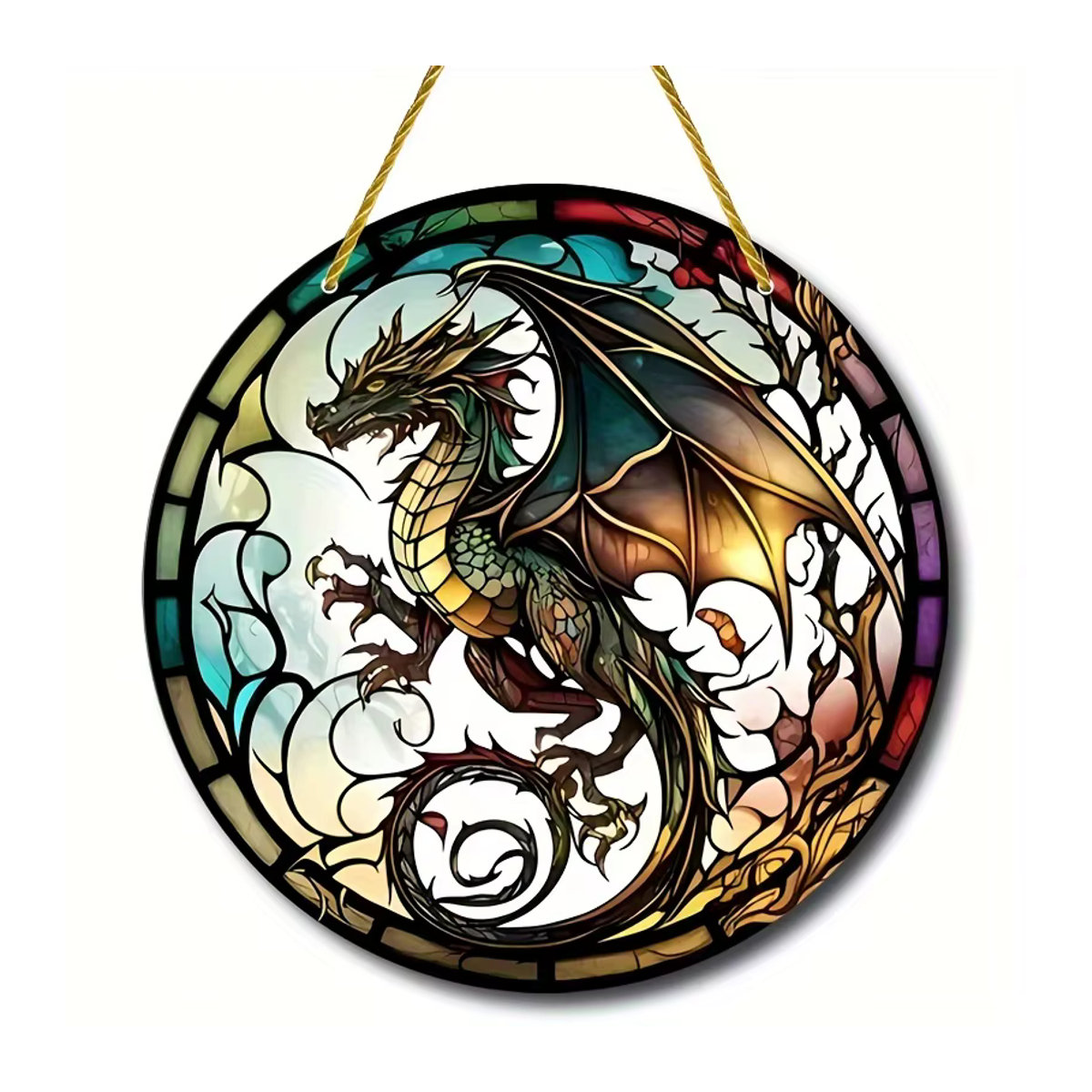 Runder Drachen Suncatcher aus Acryl in Multicolor als Wanddeko und Fensteranhänger - Bild 3