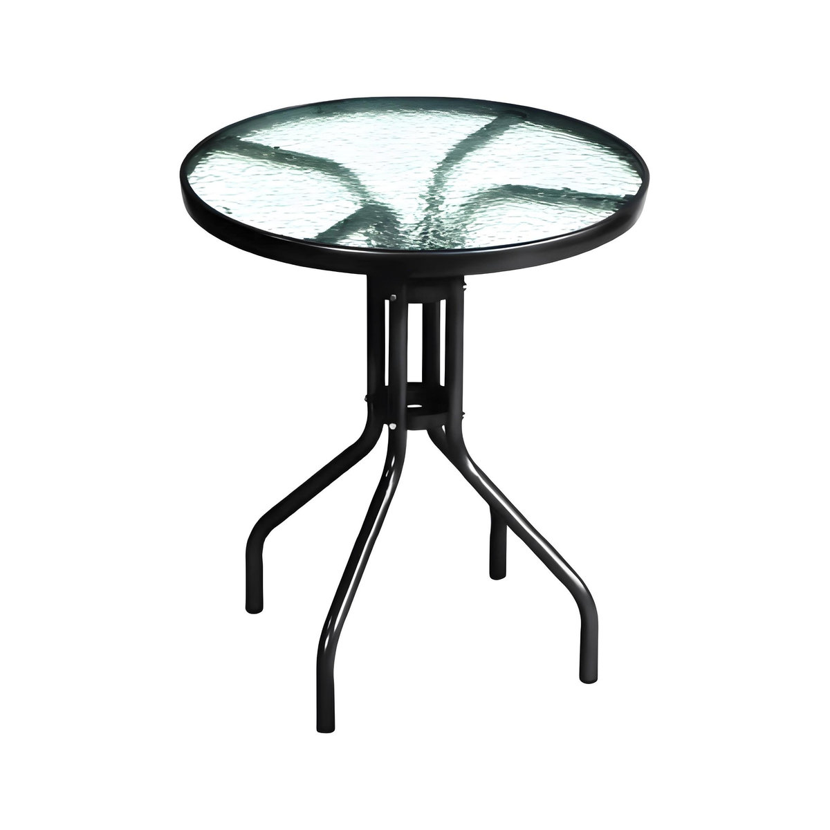 Runder Gartentisch für Balkon und Terrasse aus Metall und Glas in Schwarz, Durchmesser: 60 cm, Höhe: 70 cm - Bild 4