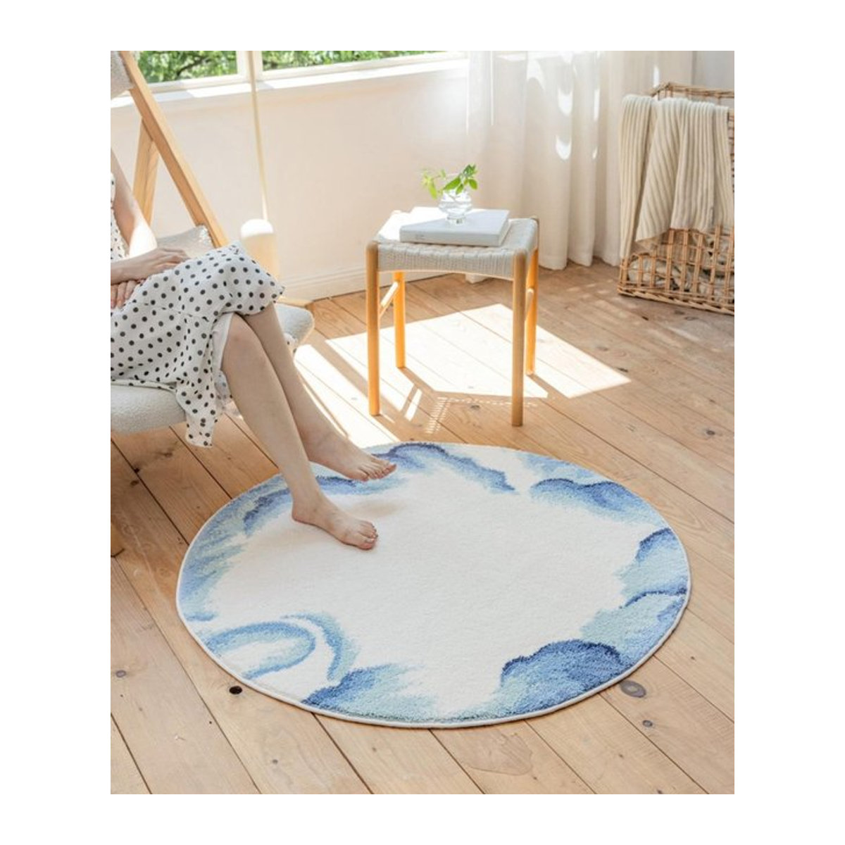 Runder Plüsch-Wohnzimmerteppich von Karpetti mit Cartoon-Muster, flauschig und weich, Durchmesser: 80 cm - Bild 1