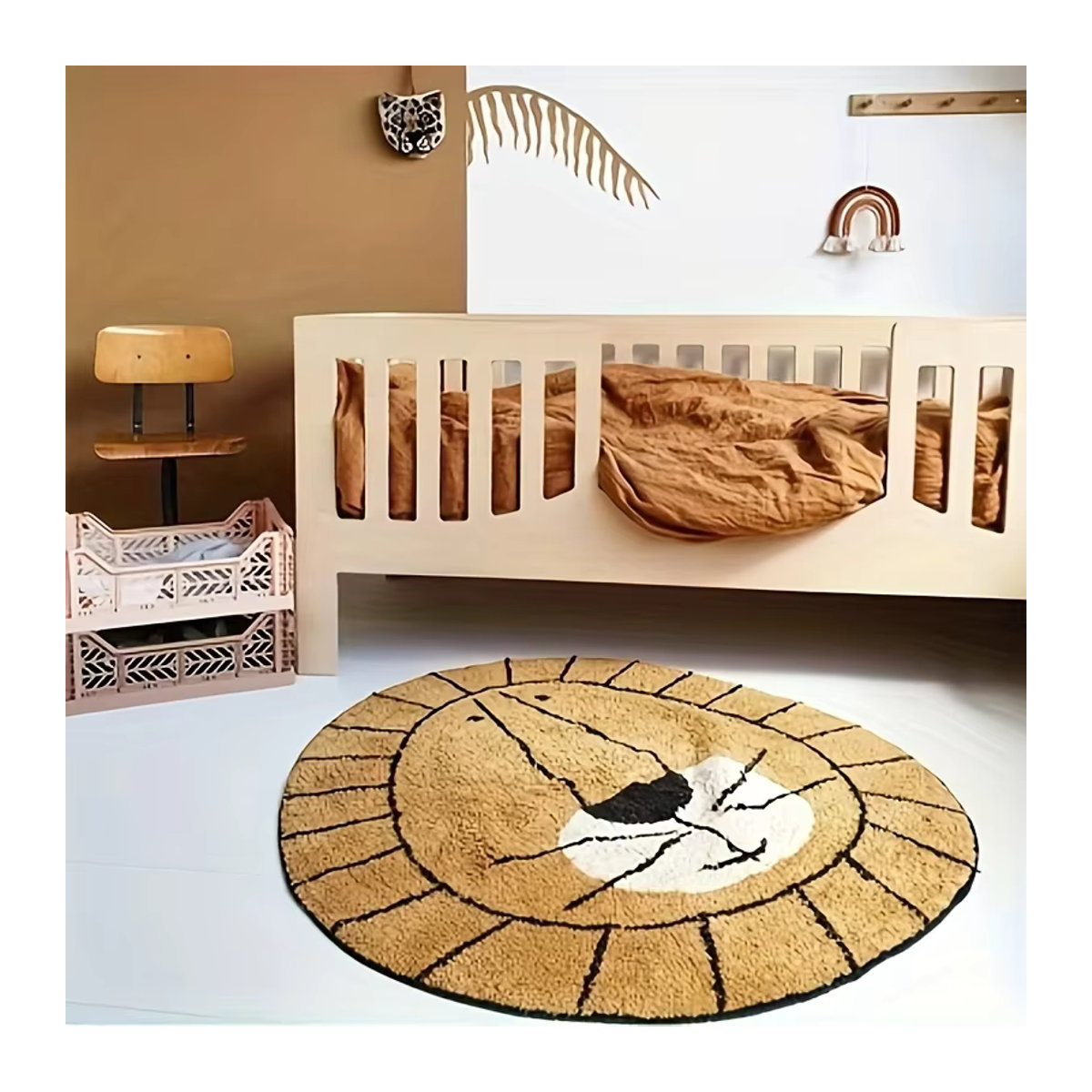 Runder Plüschteppich in Braun für Kinderzimmer und Wohnräume, weich und rutschfest - Bild 2