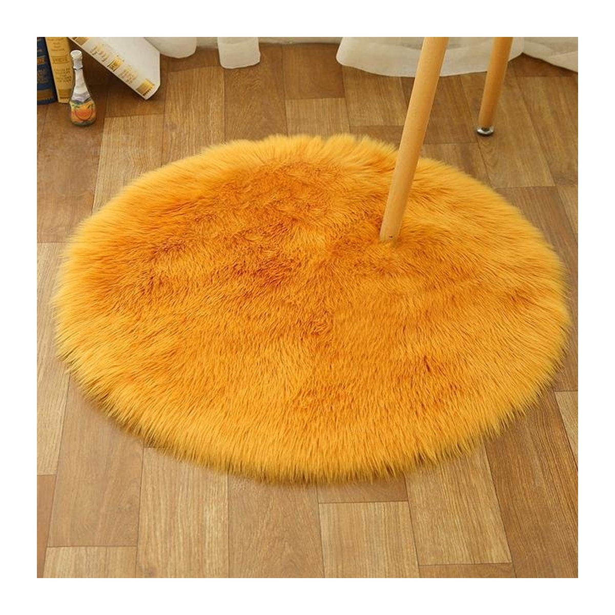 Runder Plüschteppich in einfarbigem Design für Wohnzimmer und Schlafzimmer Durchmesser: 80 cm - Bild 1