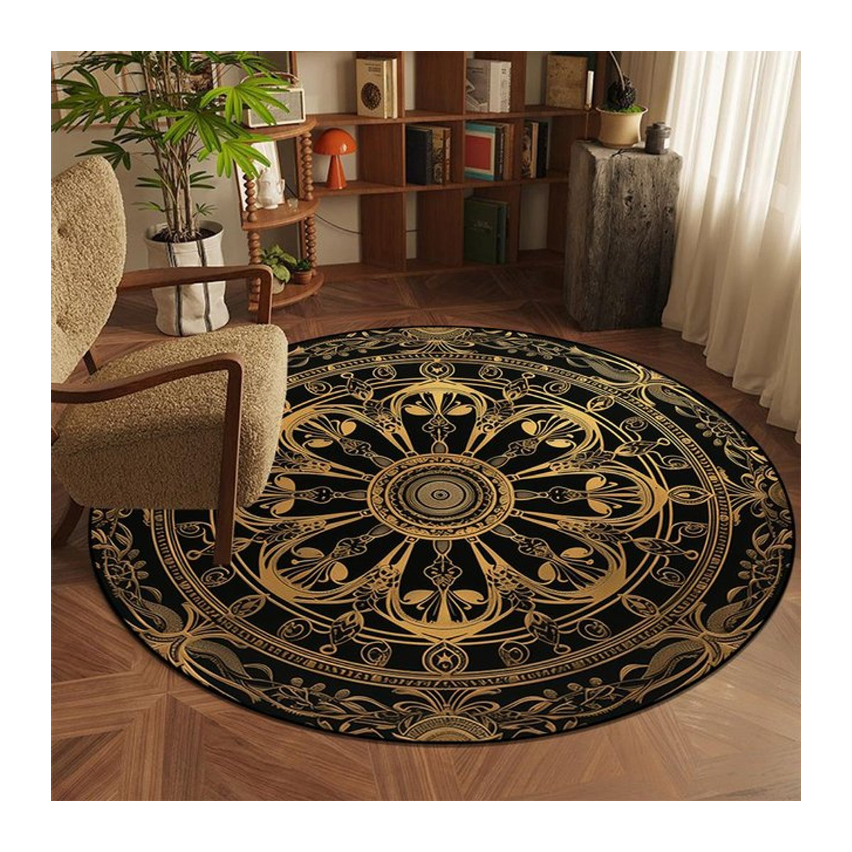 Runder Retro Teppich von Karpetti für Wohnzimmer und Schlafzimmer, rutschfest, Durchmesser: 80 cm - Bild 1