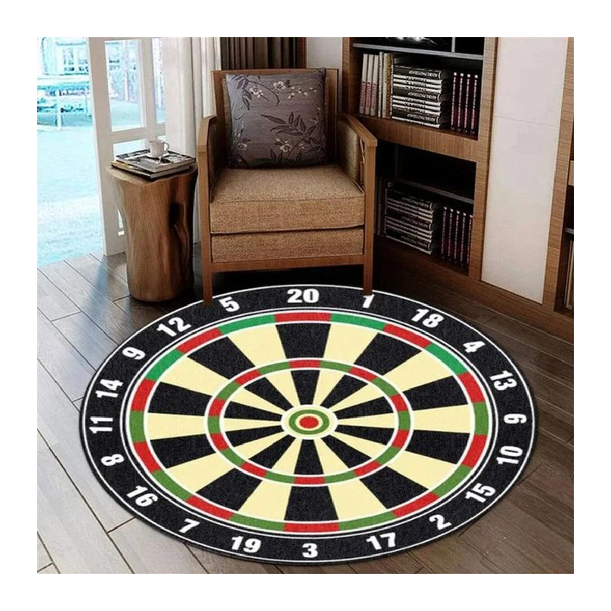 Runder Teppich im Dartscheiben-Design als Anti-Rutsch-Bodenmatte für Wohnzimmer, Schlafzimmer oder Badezimmer, Durchmesser: 40 cm - Bild 1