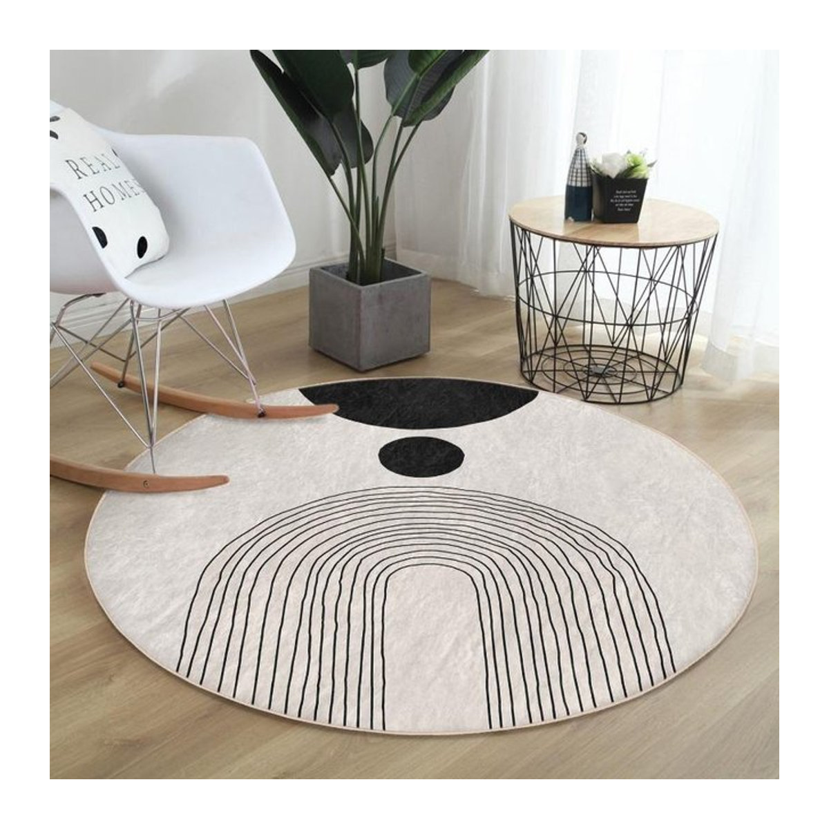 Runder Teppich mit abstraktem Kunstdesign von Lodestar, Durchmesser: 40 cm - Bild 1