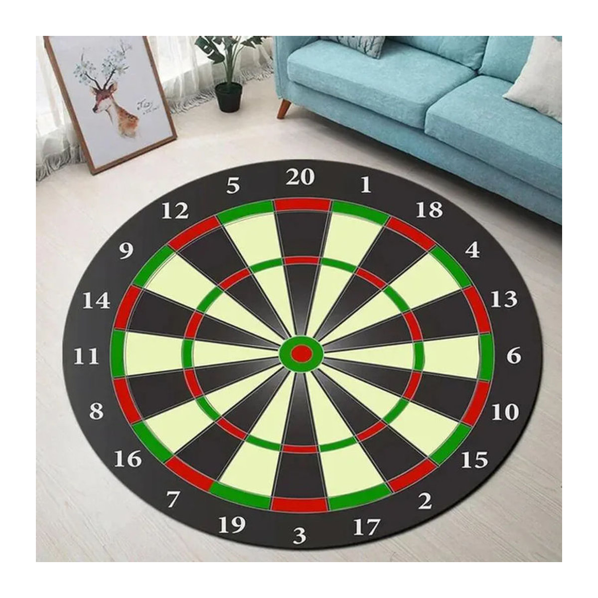 Runder Teppich mit Dartscheibenmuster von Karpetti, rutschfest, Multicolor, Durchmesser: 40 cm - Bild 3