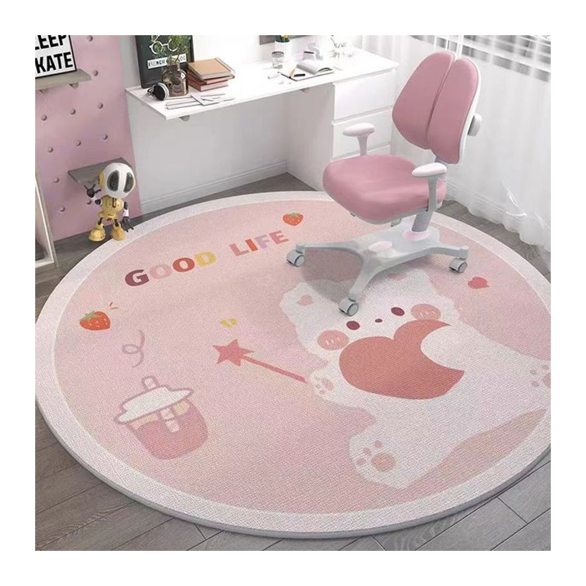 Runder Teppich von Lodestar für Kinderzimmer oder Arbeitszimmer in Lichtgrau, Durchmesser: 60 cm - Bild 1