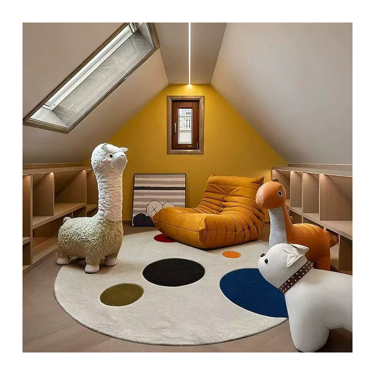 Runder VIKAMA Teppich als rutschfeste Bodenmatte für Wohnzimmer, Kinderzimmer oder als Dekoration - Bild 3