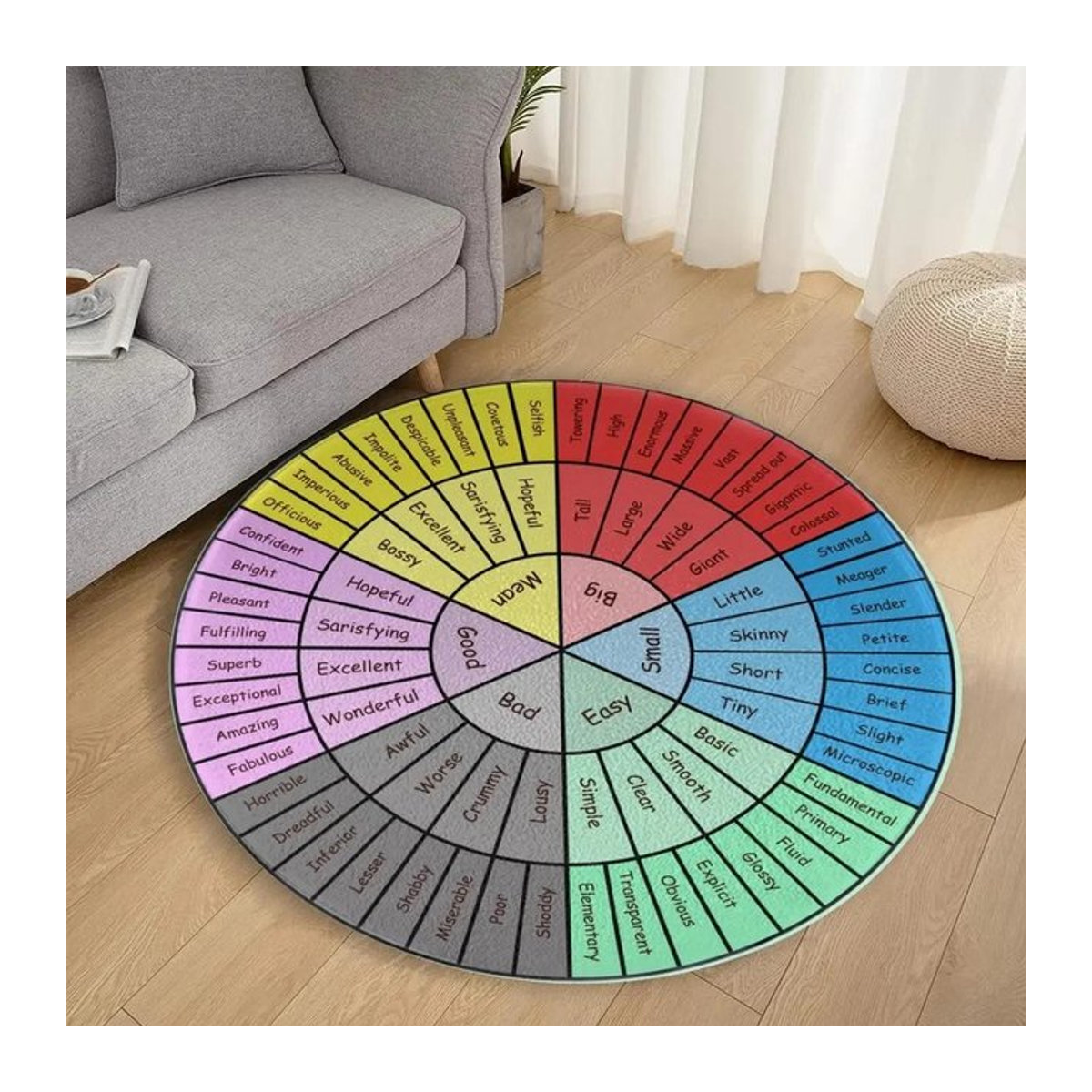 Runder Vintage Teppich Räder der Emotionen für Klassenzimmer und Spielzimmer, Multicolor, Durchmesser: 40 cm - Bild 1
