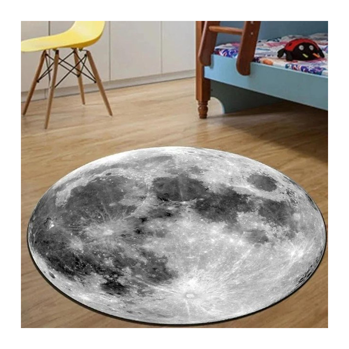 Runder Weltraum-Teppich mit Erde, Mond und Mars als rutschfeste Bodenmatte für dein Schlafzimmer oder Arbeitszimmer, Durchmesser: 90 cm - Bild 1
