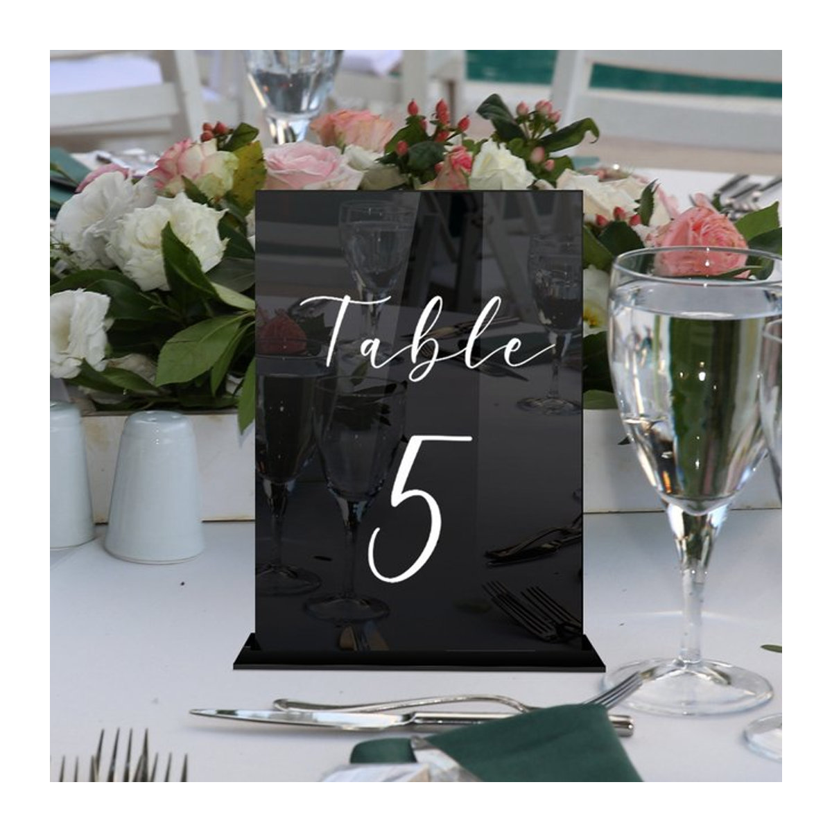 Runtowo 5er Set Acryl Sitznummernschilder Schwarz für Hochzeit und Geburtstagsfeier - Bild 1