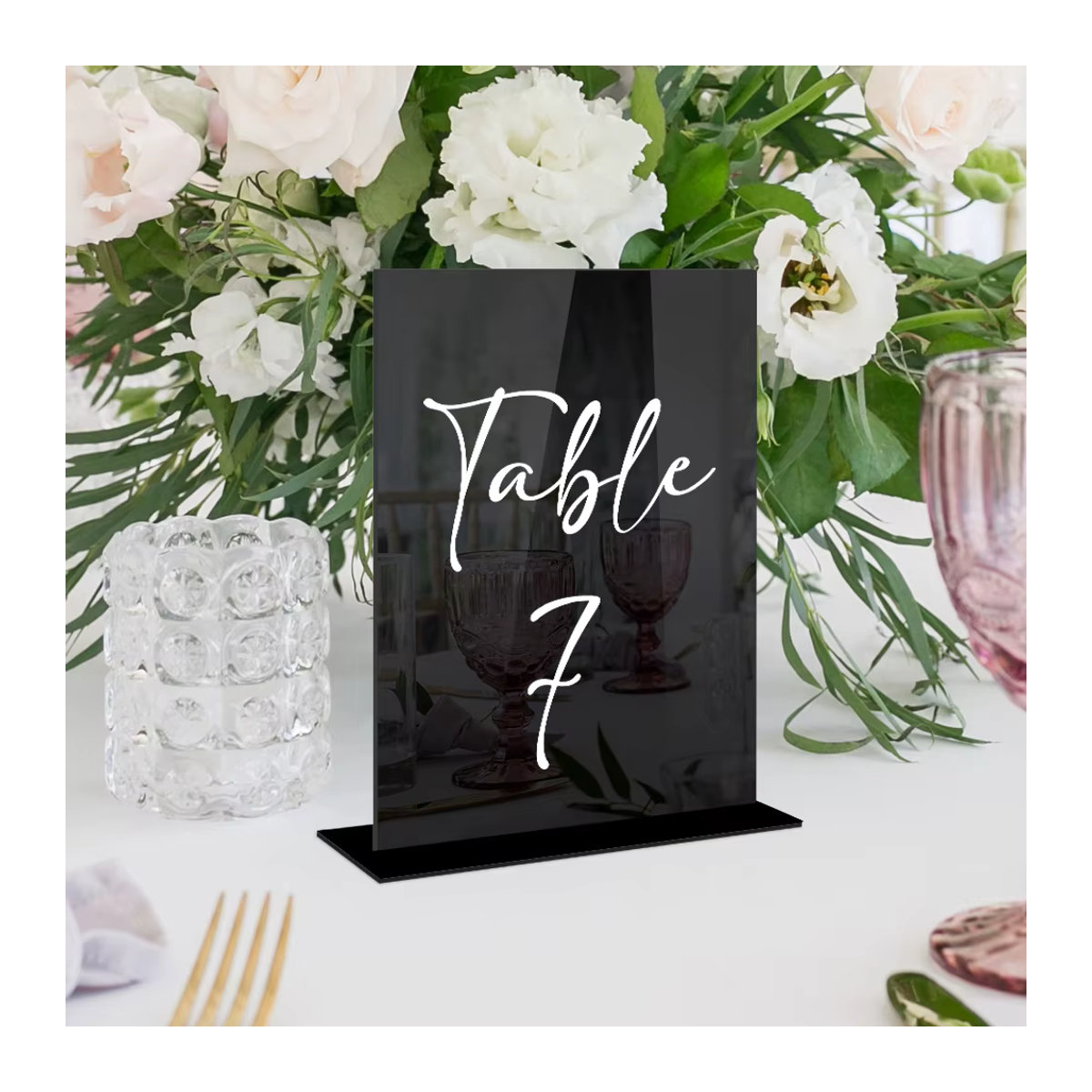 Runtowo 5er Set Acryl Sitznummernschilder Schwarz für Hochzeit und Geburtstagsfeier - Bild 2