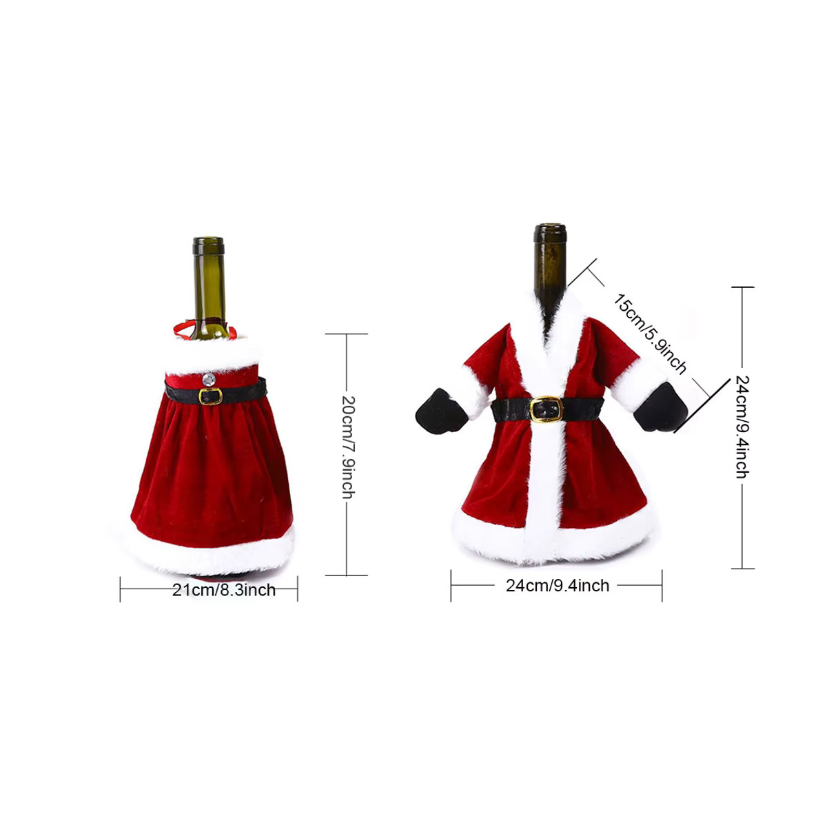 Runtowo Weihnachts Weinflaschenhülle in Kleid- und Rockdesign, Rot, Tischdekoration für Weihnachten und Neujahr - Bild 5