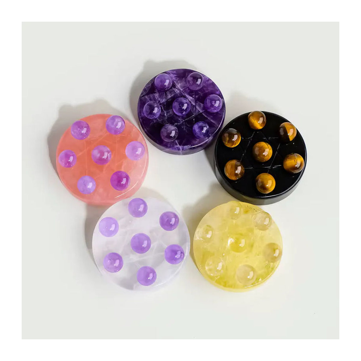 Runyangshi Amethyst Kristall-Set mit runden Kugeln und Basis in Lila und Rosa - Bild 3