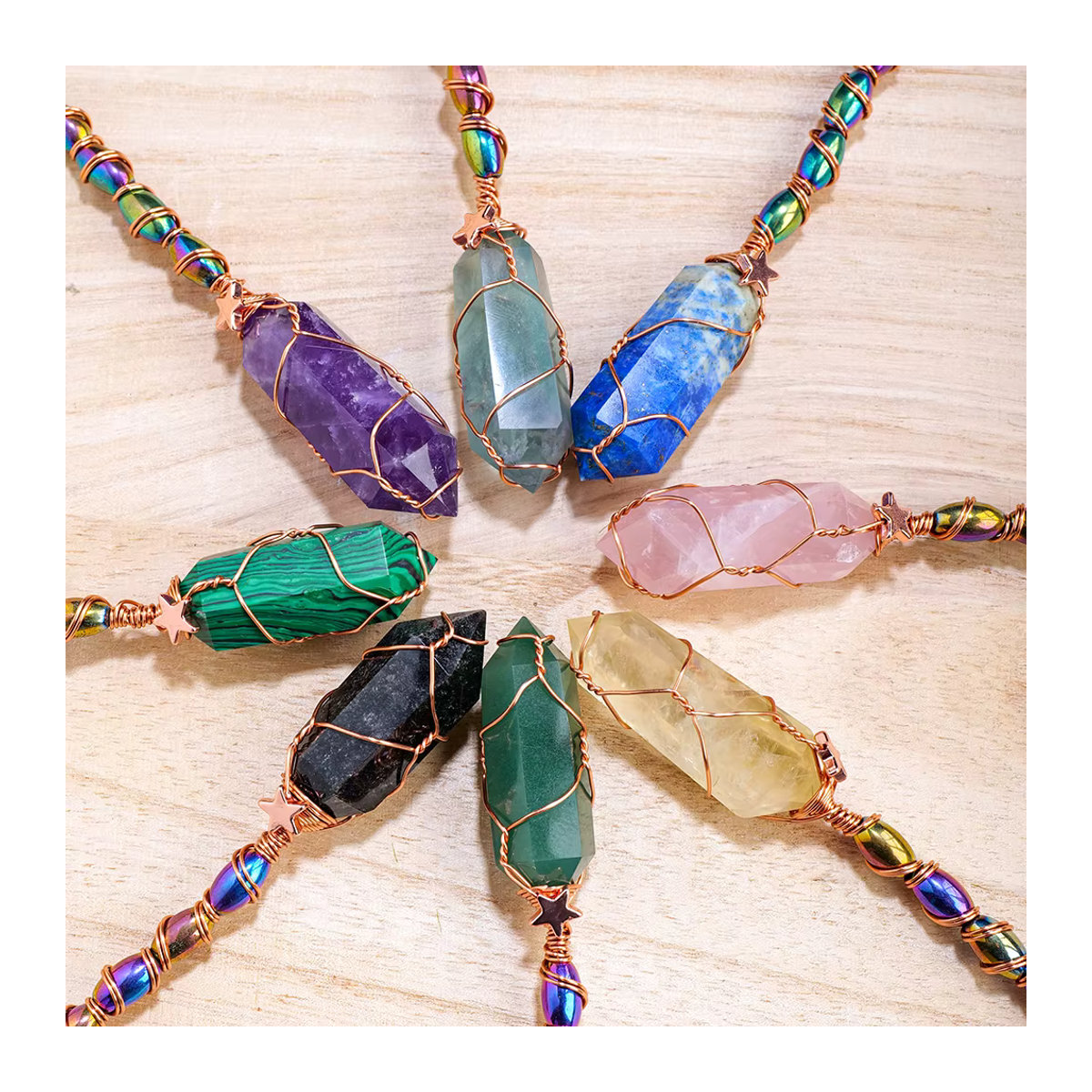 Runyangshi Amethyst Quarz Sechseckige Säule als Energie Zepter in Lila und Mehrfarbig - Bild 2